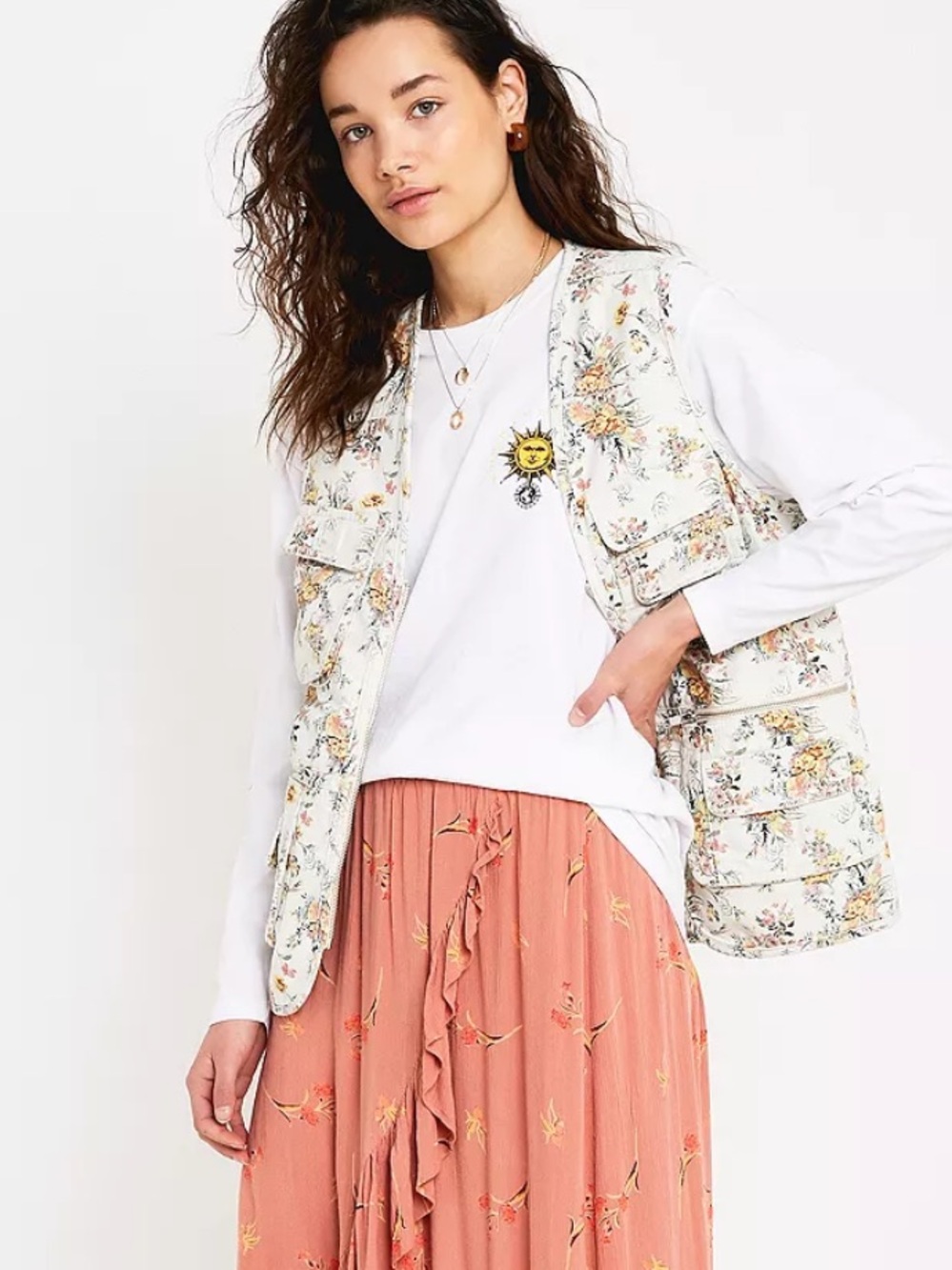 BDG Urban Outfitters Floral Zip Up Edgy GardenCore Utilty Vest Size M
